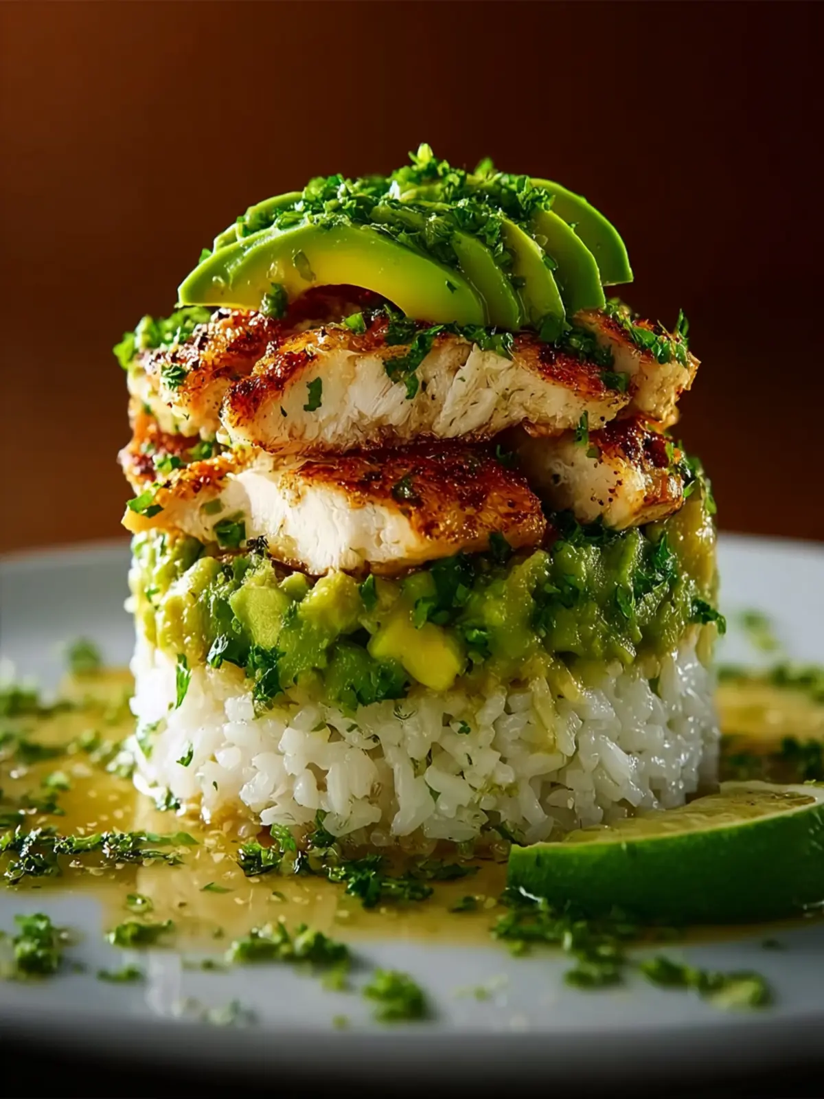 Honey Lime Chicken Avocado Rice Stack First Image