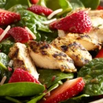 Zesty Chicken Strawberry Spinach Salad with Ginger-Lime Dressing First Image