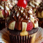 Heavenly Chocolate Banana Split Cupcakes – Easy Dessert Recipe First Image