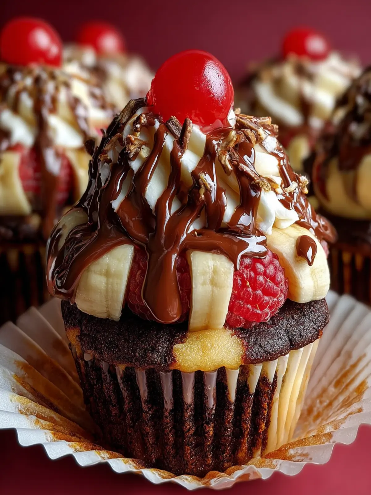 Heavenly Chocolate Banana Split Cupcakes – Easy Dessert Recipe First Image