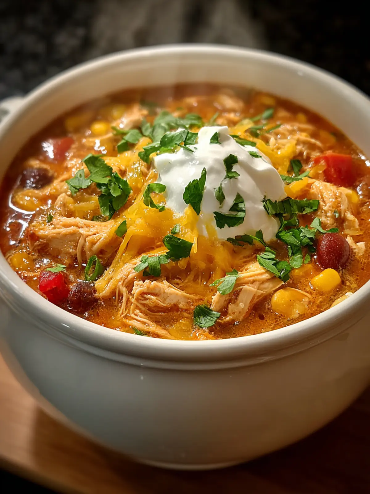 Crockpot Cream Cheese Chicken Chili First Image