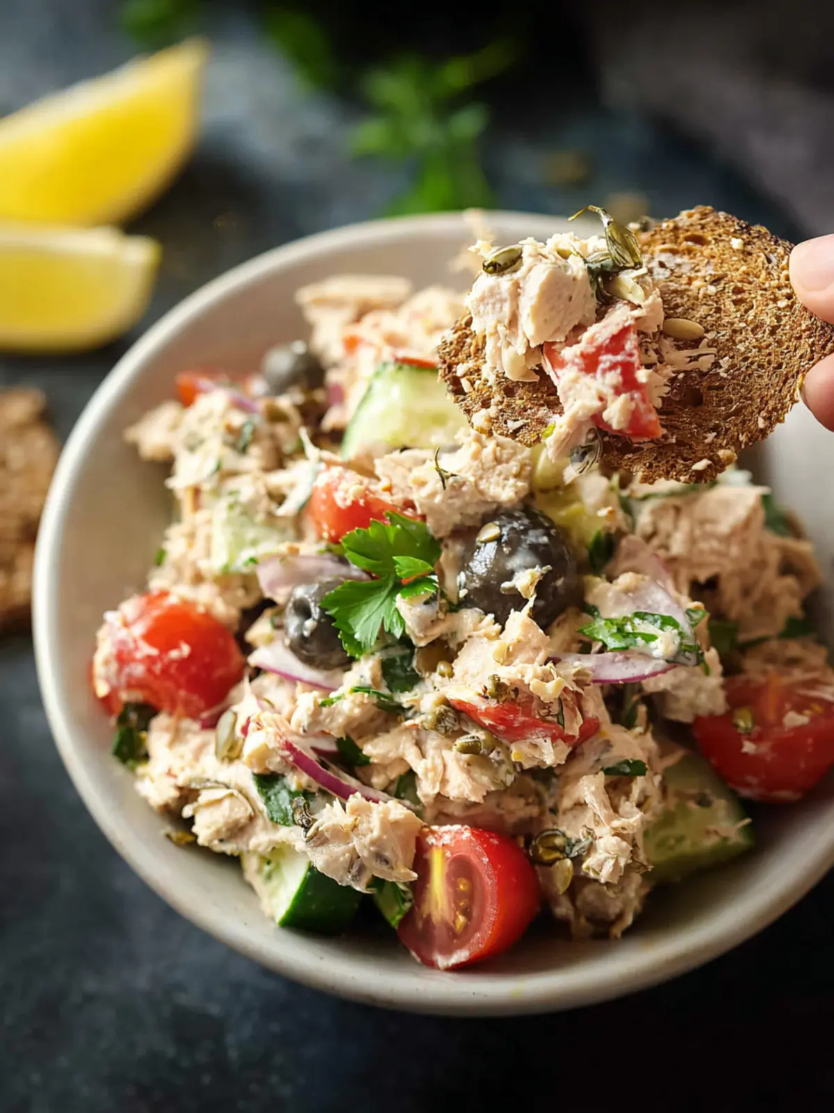Quick Mediterranean Tuna Salad with No Mayo (Healthy) First Image