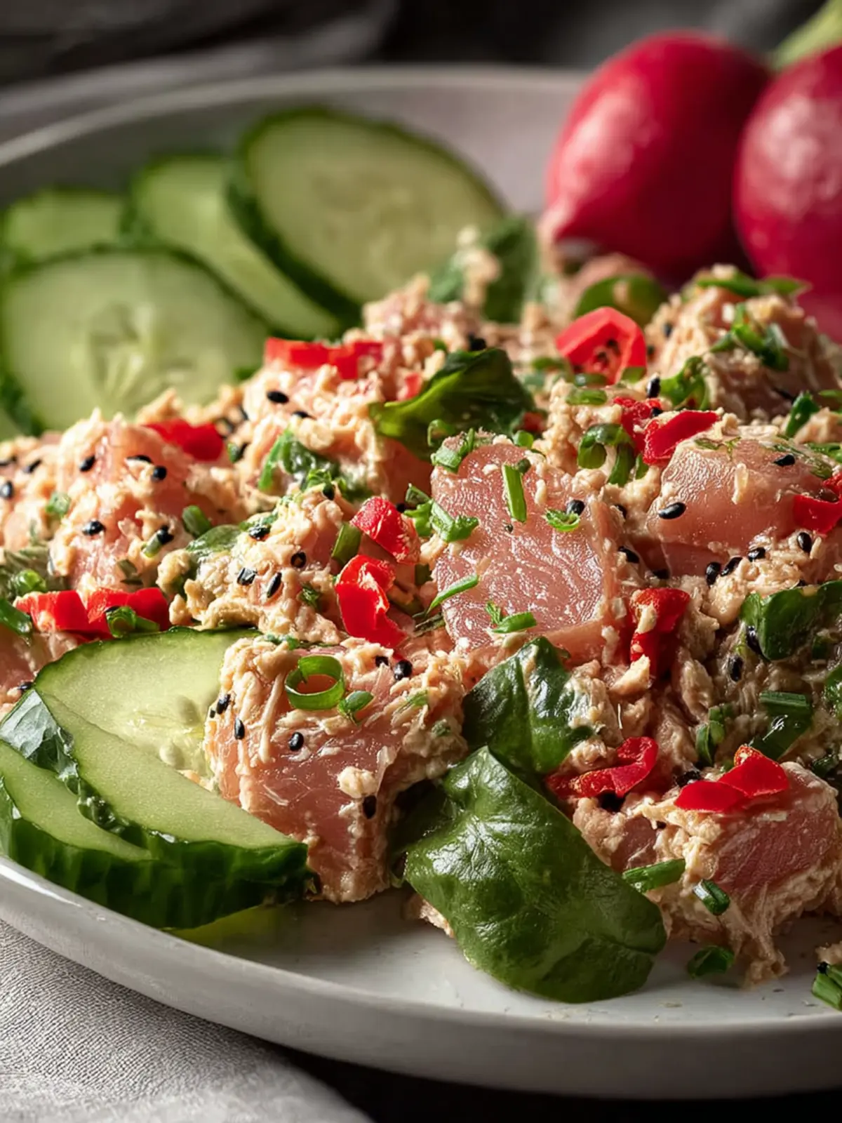 Quick Spicy Tuna Salad Recipe with Crispy Veggies First Image