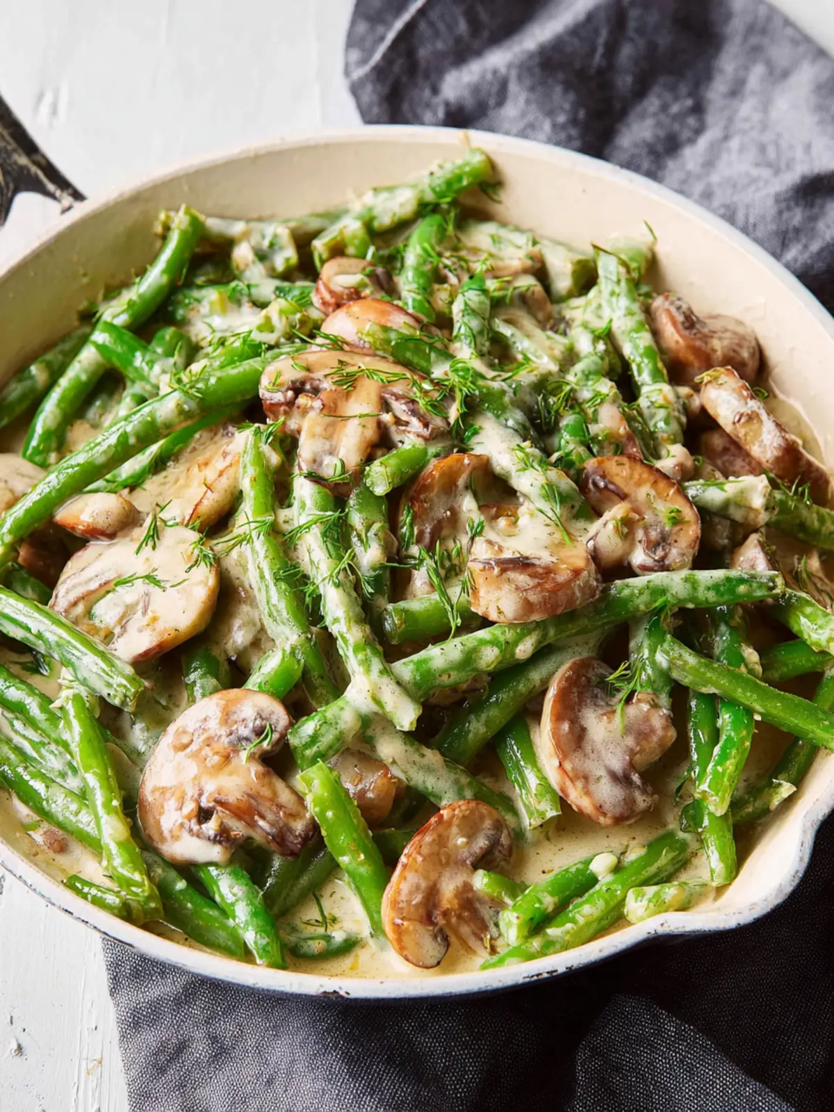 Creamy Skillet Green Beans with Mushrooms First Image
