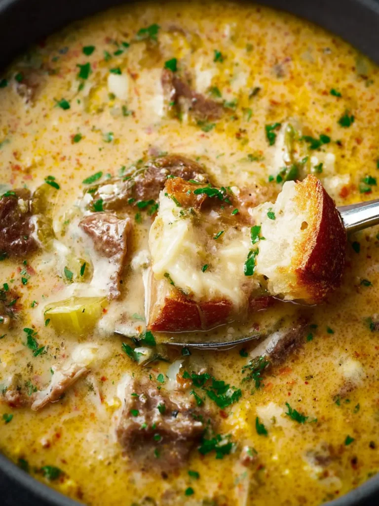 Creamy Keto Philly Cheesesteak Soup First Image
