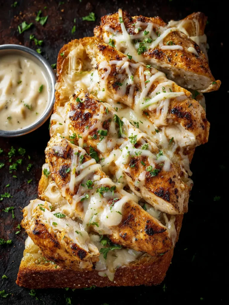 Blackened Chicken Alfredo Garlic Bread First Image