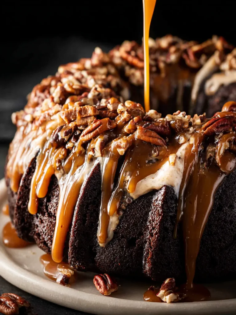 Caramel Chocolate Pecan Turtle Bundt Cake First Image