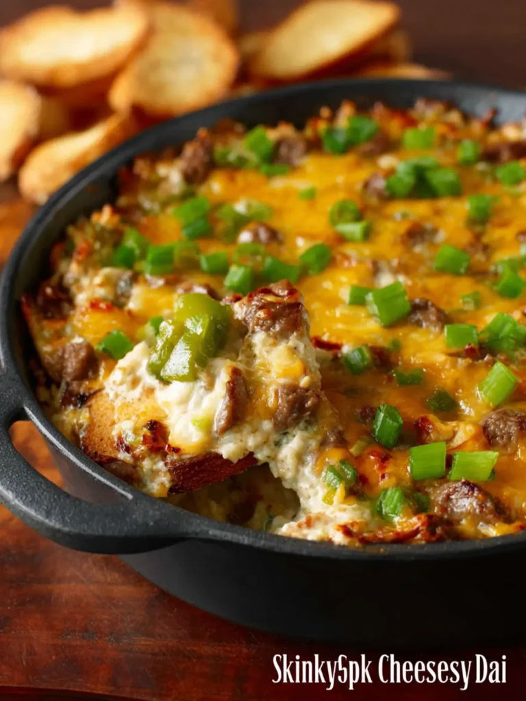 {Skinny} Philly Cheesesteak Dip First Image